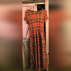 AUW Sheer Plaid Dress with Red Slip
